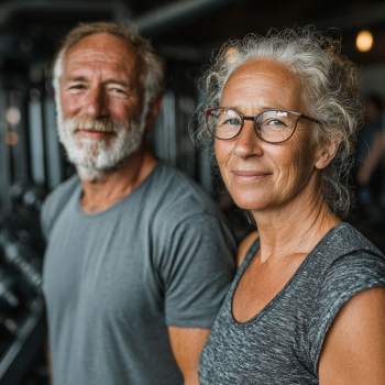 Senior korzystający z korzyści treningu fitness